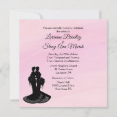 レズエレガントビアン。結婚式招待状ピンク 招待状 (正面)