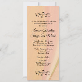 レズエレガントビアン。結婚式招待状桃 招待状