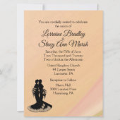 レズエレガントビアン。結婚式招待状桃 招待状 (正面)