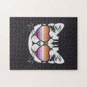 レズクールビアン国旗のグラスを持つおもしろい猫 ジグソーパズル (横)