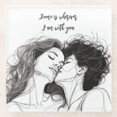 レズパーソナライズされたビアカップルアクリル系キーチェーン ガラスコースター (正面)