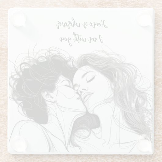 レズパーソナライズされたビアカップルアクリル系キーチェーン ガラスコースター (裏面)