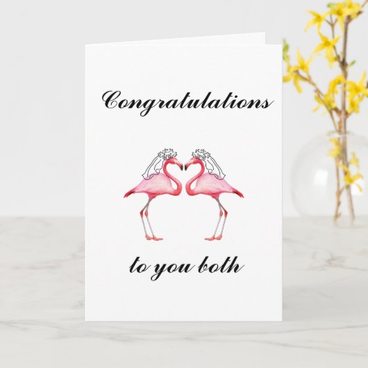 レズパーソナライズされたビアンフラミ結婚ンゴのカード カード (黄色い花)