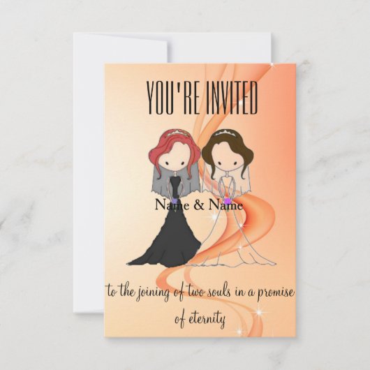レズパーソナライズされたビアン結婚式招待状 招待状 (正面)