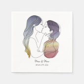 レズパーソナライズされたビアン・カップル・イン・ラブミニマル スタンダードカクテルナプキン (正面)