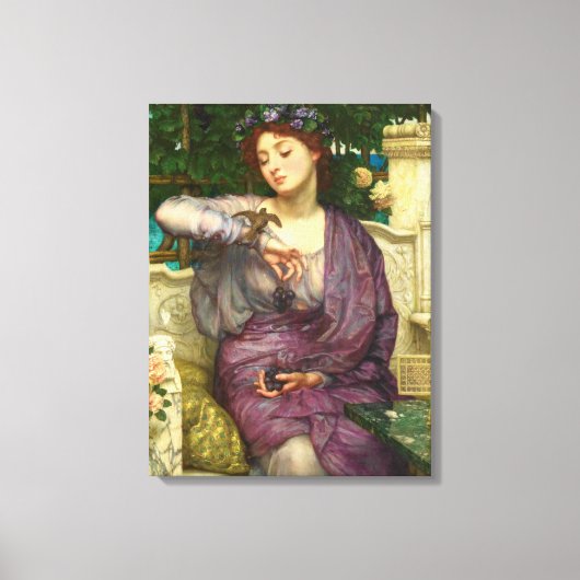 レズビアと彼女のスパロー（エドワード・ジョン・ポンターによる） キャンバスプリント (正面)