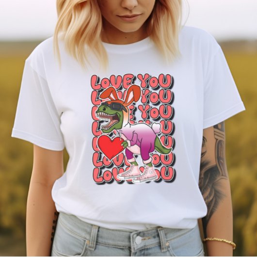 レズビアンс国旗の色にオストームを持つ恐竜 tシャツ