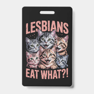 レズビアンが何を食べる 面白い猫 レズビアン LGBTQ プライド バッジ