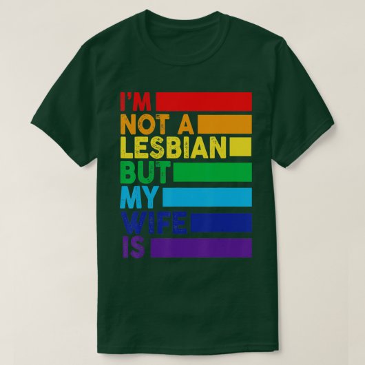 レズビアンじゃなくて妻はLGBTレインボーおもしろいだ Tシャツ (デザイン正面)