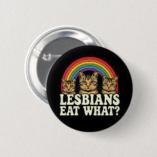 レズビアンって何を食べるの? ヴィンテージLGBTプライド月間ジョーク 缶バッジ