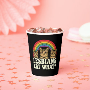 レズビアンって何食べるの? ヴィンテージLGBTプライド月間(Pride Month)パロディ 紙コップ