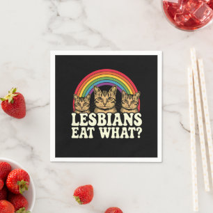 レズビアンって何食べるの? ヴィンテージLGBTプライド月間(Pride Month)風刺 スタンダードカクテルナプキン