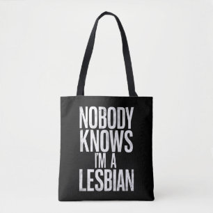レズビアンであることを誰も知らない レズビアン プライド LBGT 冗談 トートバッグ