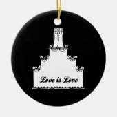 レズビアンのウエディングケーキ愛 セラミックオーナメント (正面)