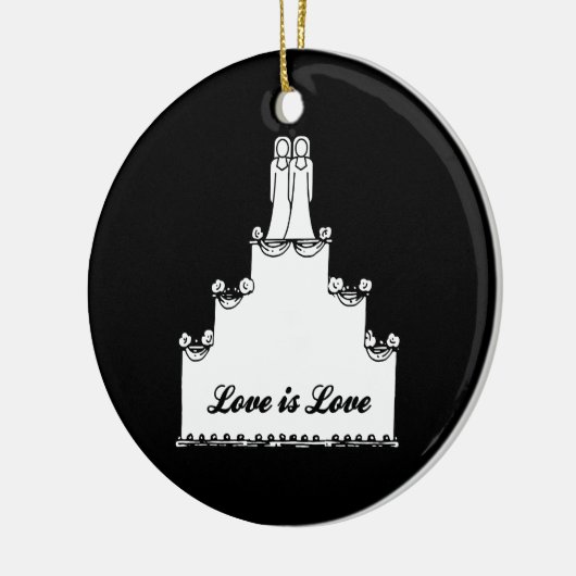 レズビアンのウエディングケーキ愛 セラミックオーナメント (左)