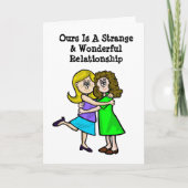 レズビアンのカップルの奇妙で及びすばらしい挨拶状 シーズンカード (正面)