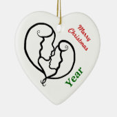 レズビアンのカップルアイコンクリスマスのオーナメントはカスタマイズ! セラミックオーナメント (右)