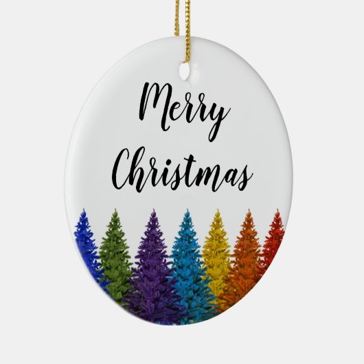 レズビアンのゲイプライドの虹の旗のクリスマスツリー セラミックオーナメント (右)