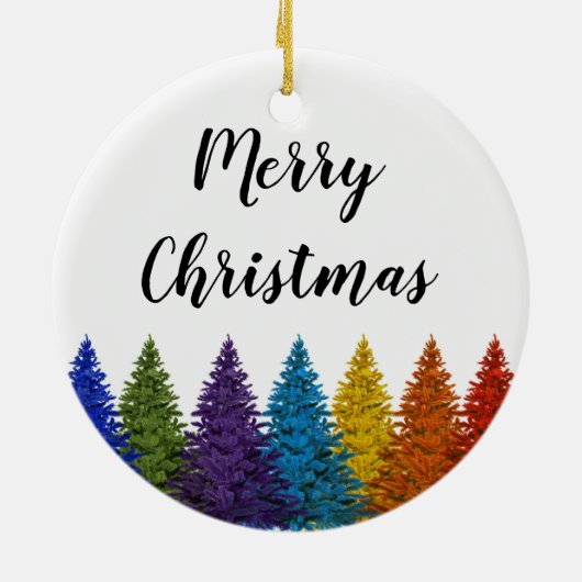 レズビアンのゲイプライドの虹の旗のクリスマスツリー セラミックオーナメント (裏面)
