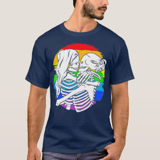 レズビアンのスケルトンのカップル – レズビアンプライドfor Hallow Tシャツ