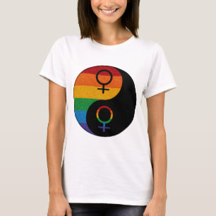 レズビアンのプライドのインおよびヤン Tシャツ