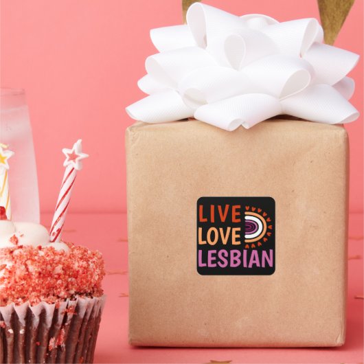 レズビアンのレインボーの多様性を生祝きる スクエアシール (パーティー)