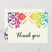 レズビアンのレインボー結婚カラーの感謝 サンキューカード (正面/裏面)