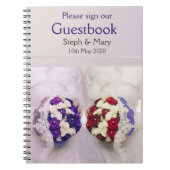 レズビアンの結婚式のための花束の花嫁のゲストブック ノートブック (正面)