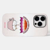 レズビアンの色彩で傘を差したマグカップに入った猫 Case-Mate iPhoneケース (裏面 (横))