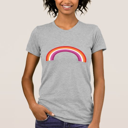 レズビアンの虹色の夕焼け Tシャツ (正面)