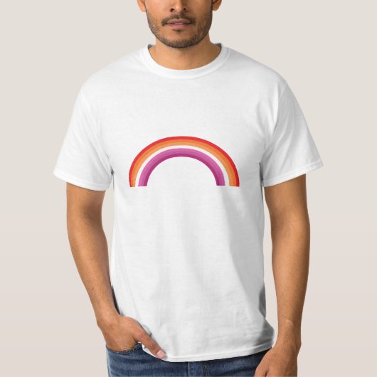 レズビアンの虹色の夕焼け Tシャツ (正面)