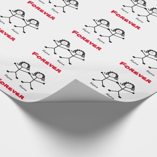 レズビアンのStickmenの結婚祝いの覆い ラッピングペーパー (角)