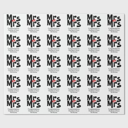 レズビアンはっきりした夫人パーソナライズされた結婚の ラッピングペーパー (フラット)