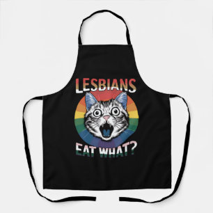 レズビアンは何を食べるか 猫のユーモア LGBTQプライドフラグ エプロン