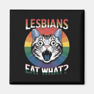 レズビアンは何を食べるのか ネコ ユーモア LGBTQ プライド フラッグ マグネット