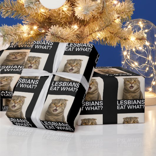 レズビアンは何を食べる?面白い ラッピングペーパー (クリスマス)
