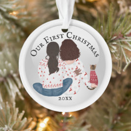 レズビアンアフリカアメリカン&コーカサスの猫PHOTO オーナメント