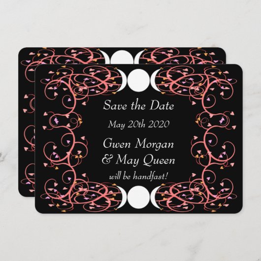 レズビアンウィッカ信者ウェディング日付カードを保存 セーブザデート (正面/裏面)