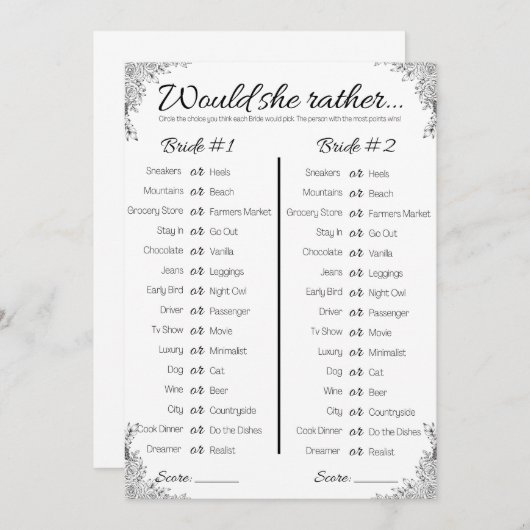 レズビアンウェディングシャワーの試合は、むしろ彼女が 招待状 (正面/裏面)