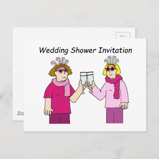 レズビアンウェディングシャワー招待状。 インビテーションポストカード (正面/裏面)