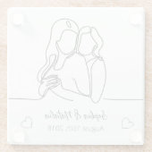 レズビアンエレガントパーソナライズされた周年記念ラインアート ガラスコースター (裏面)