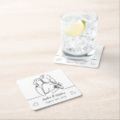 レズビアンエレガントパーソナライズされた周年記念ラインアート スクエアペーパーコースター (インサイチュ)