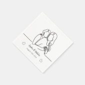 レズビアンエレガントパーソナライズされた周年記念ラインアート スタンダードカクテルナプキン (角)