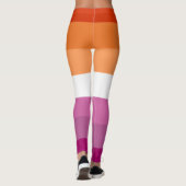 レズビアンオレンジピンク明るい赤紫色ホワイトストライプのLGBT レギンス (裏面)