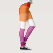 レズビアンオレンジピンク明るい赤紫色ホワイトストライプのLGBT レギンス (右)