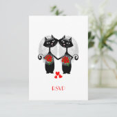 レズビアンカッコいいの結婚猫カワイ結婚トブライド 出欠カード (スタンド正面)