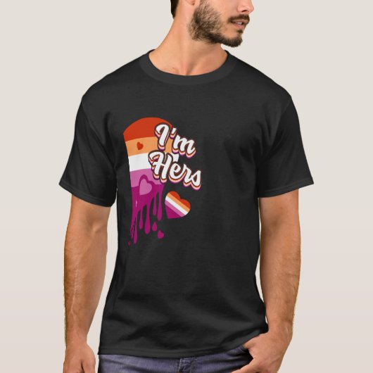 レズビアンカップルおそろい Sheu2019s Mine & Iu2019m H Tシャツ (正面)