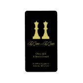 レズビアンカップルのためのチェスのクイーンとクイーンの金ゴールドピース ラベル (正面)