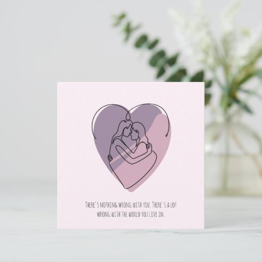 レズビアンカップルのミニマル抽象芸術シルエット シーズンカード (スタンド正面)