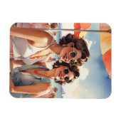 レズビアンカップルのレトロサフィックビーチパーティー マグネット (横)